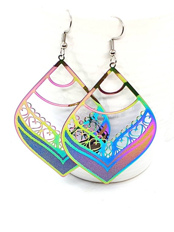 Multi Colour Leaf Earrings /Big Earrings