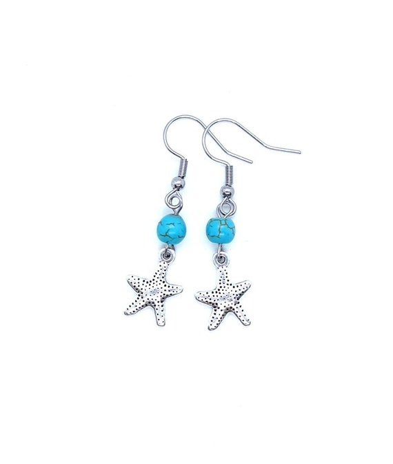 Starfish Earrings / Star Earrings / Turquoise Earrings