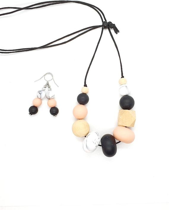 Silicone Necklace / Necklace and Earrings/ Gift Set for Her