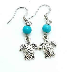 Turtle Earrings / Turquoise Earrings / Animal Earrings image 9