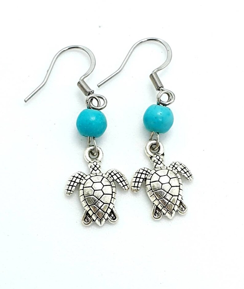 Turtle Earrings / Turquoise Earrings / Animal Earrings image 9