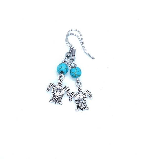 Turtle Earrings / Turquoise Turtle Earrings / Animal Jewelry