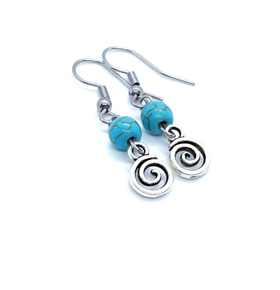 Swirl Earrings / Vertigo Earrings / Infinity Earrings / Turquoise Earrings