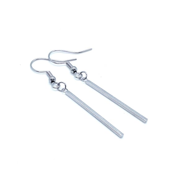 Silver Bar Earrings / Minimalist Earrings