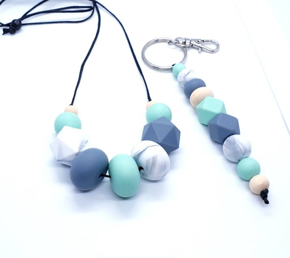 Silicone Necklace and Key Ring / Gift Set Her / New Mum Gift