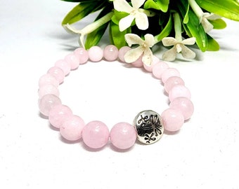 Rose Quartz Beaded Bracelet / Stone Bracelet /  Crystal Bracelet