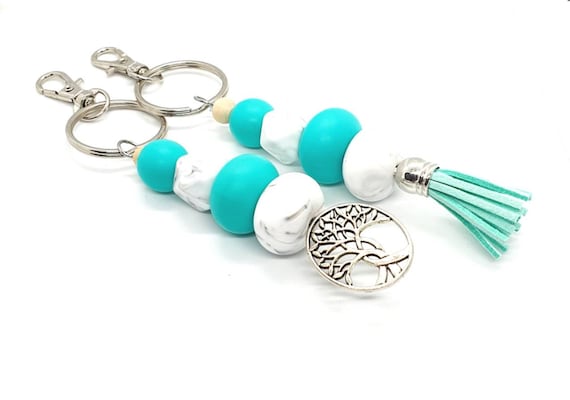 Turquoise Keychain / Tassel Keychain / Beaded Keychain