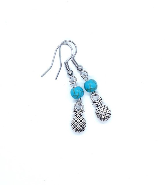 Silver Pineapple Earrings / Tropical Earrings