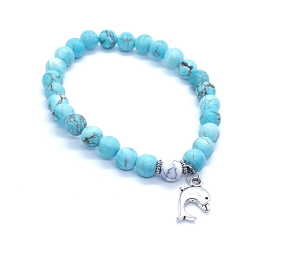 Turquoise Dolphin Charm Bracelet