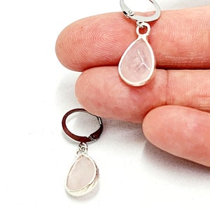 Rose Quartz Earrings, Blue Amazonite, Teardrop Gemstone Earrings image 3