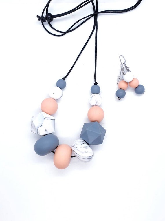 Necklace and Earring Set / Silicone Necklace / Gift Set for Mum