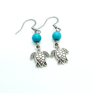 Turtle Earrings / Turquoise Earrings / Animal Earrings image 2