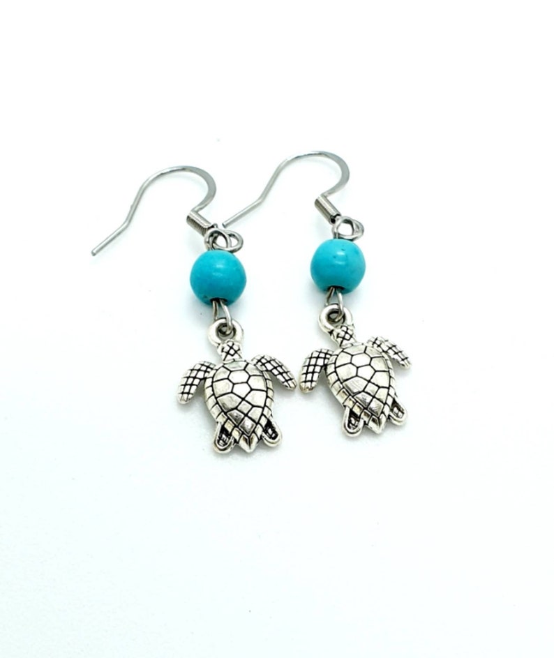 Turtle Earrings / Turquoise Earrings / Animal Earrings image 2