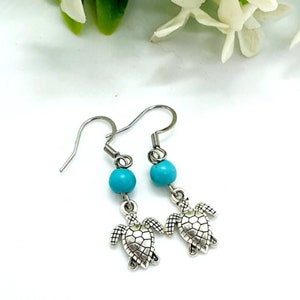 Turtle Earrings / Turquoise Earrings / Animal Earrings image 10