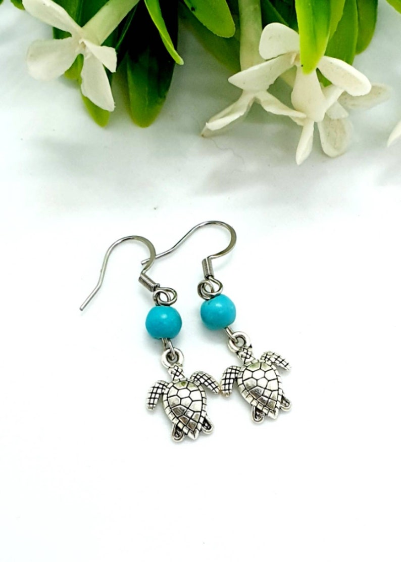 Turtle Earrings / Turquoise Earrings / Animal Earrings image 10