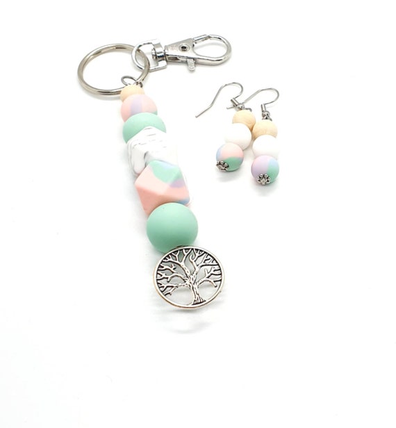 Tree of Life Keyring and Earrings / Boho Earrings / Silicone Key ring