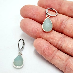 Rose Quartz Earrings, Blue Amazonite, Teardrop Gemstone Earrings image 8