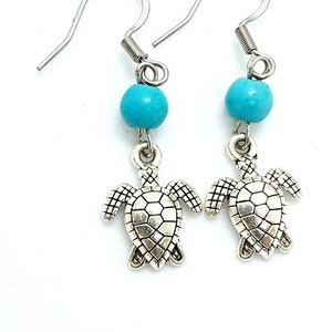 Turtle Earrings / Turquoise Earrings / Animal Earrings image 3