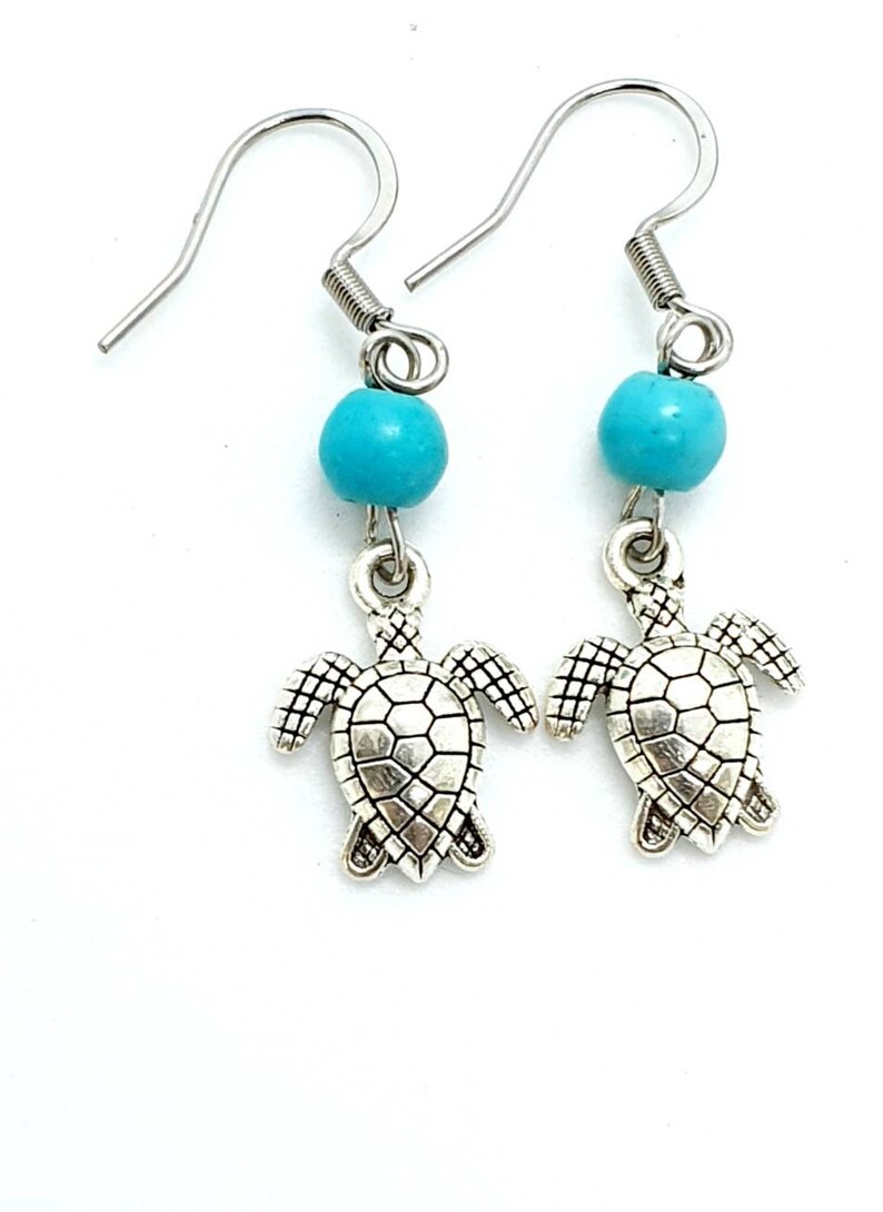 Turtle Earrings / Turquoise Earrings / Animal Earrings image 3