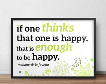 8.5x11 Digital Print / Happy / Inspirational Quote / Motivational Gift Print / College Decor / Home Decor