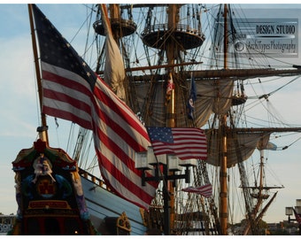 Ship and American Flag