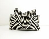Striped Denim bag Cotton bag Canvas Bag Diaper bag Shoulder bag Hobo bag Tote bag Messenger bag Purse - Cream&Black - Jamie