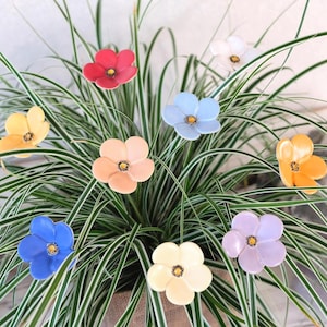 Ceramic flowers, 9 pieces, ceramic flowers, multicolored satin finish