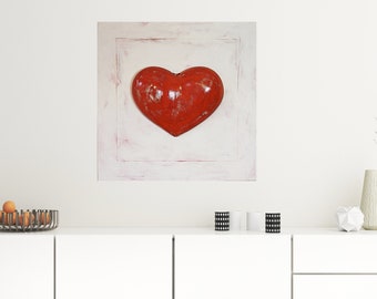 Grand coeur, peinture murale "Le pouvoir de l'amour II", sculpture, coeur en céramique suspendu