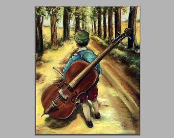 Oil painting on canvas, painting, "The Little Musician"