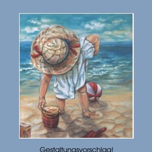 Art Print Child playing on the beach KD1 image 1