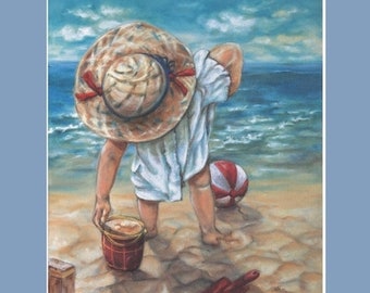 Kunstprint "Kind spelen op het strand" KD1