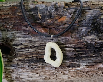 Necklace with ceramic pendant, pastel yellow, necklace, ceramic necklace