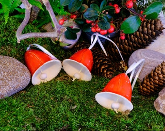 Campanas, Navidad, etiquetas de regalo, adornos para árboles, decoración, cerámica, rojo