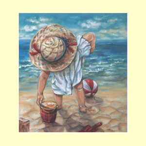 Art Print Child playing on the beach KD1 image 5