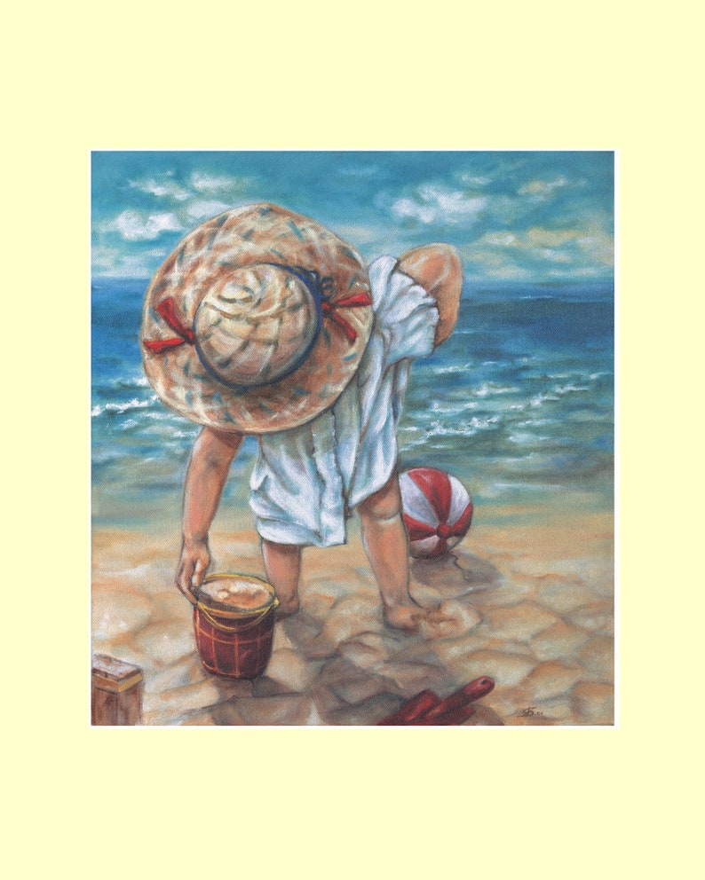 Art Print Child playing on the beach KD1 image 5