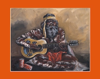 Kunstprint "Aboriginals met gitaar"