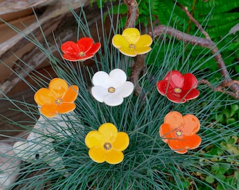 Keramikblumen, 7 Stück, Blumen aus Keramik