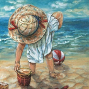 Art Print Child playing on the beach KD1 image 2