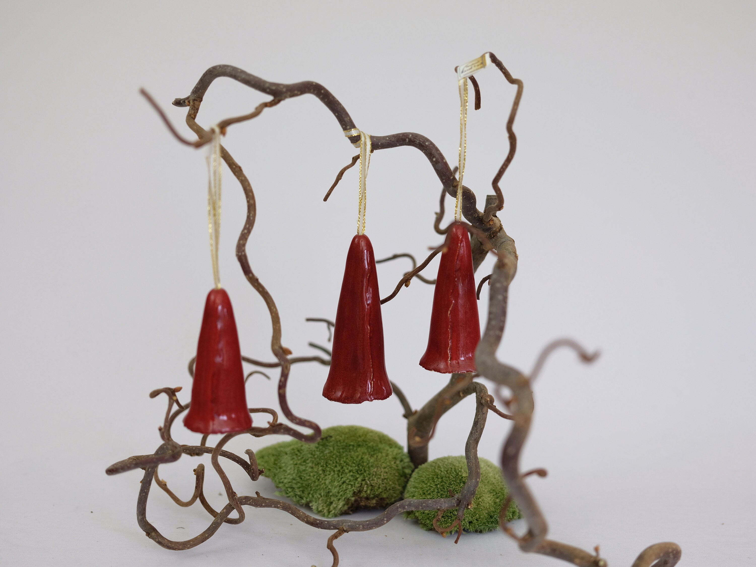 3 pieces of ceramic bells dark red Etsy
