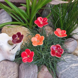 Ceramic flowers, different red colors, blossom, flower plug, Ceramic flowers with red shades, handmade