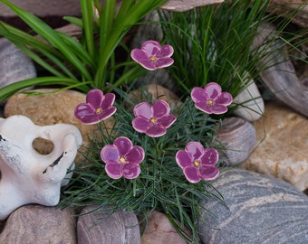 Keramikblumen, verschiedene lila Farben, Blüte, Blumenstecker, Blumen aus Keramik mit lila Farbnuancen, handgefertigt  aus 5 Blütenblättern