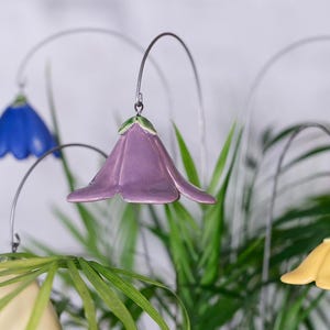 flor, cerâmica, campânula, broche de flor, roxo