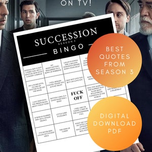 Opvolging Seizoen 3 Quotes TV Show Bingo (Set van 8 kaarten) | Digitale download afdrukbare directe download | Thuis afdrukken | Kendall Shiv Roman