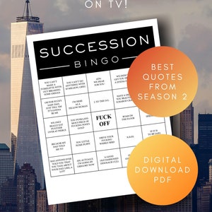 Opvolging Seizoen 2 Quotes TV Show Bingo (Set van 8 kaarten) | Digitale download afdrukbare directe download | Thuis afdrukken | Kendall Shiv Roman