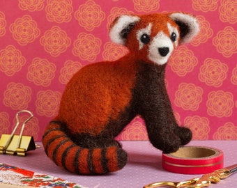 Red Panda Needle Felting Kit - Beginner Needle Felting Kit - Needle Felted Red Panda - Red Panda Craft Kit - Complete Needle Felting Kit