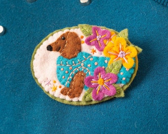 Dachshund Felt Craft Kit - Brooch Felt Craft Kit - Dog Felt Craft Kit - Sausage Dog Craft Kit - Felt Craft Kit for Beginners - Applique Kit