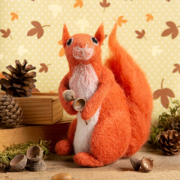 Red Squirrel Needle Felting Kit : Beginners DIY Craft Set with British Wool