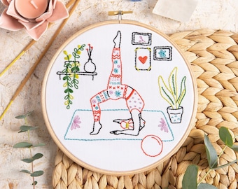 Yoga Embroidery Kit - Stretch Embroidery Kit - Wonderful Women Embroidery Kit - Embroidery Kit for Beginners - Feminist Embroidery Pattern
