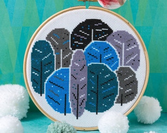 Winter Trees Cross Stitch Kit - Cross Stitch for Beginners - Botanical Cross Stitch - Simple Cross Stitch Pattern - Beginner Cross Stitch