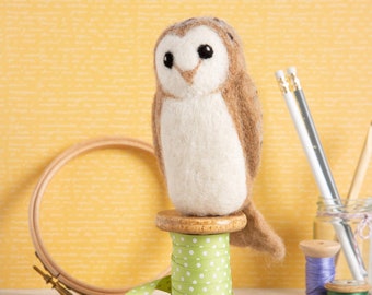 Barn Owl Needle Felting Kit - Beginner Needle Felting Kit - Easy Felting Kit - Needle Felted Owl Kit - Felted Barn Owl - Simple Craft Kit